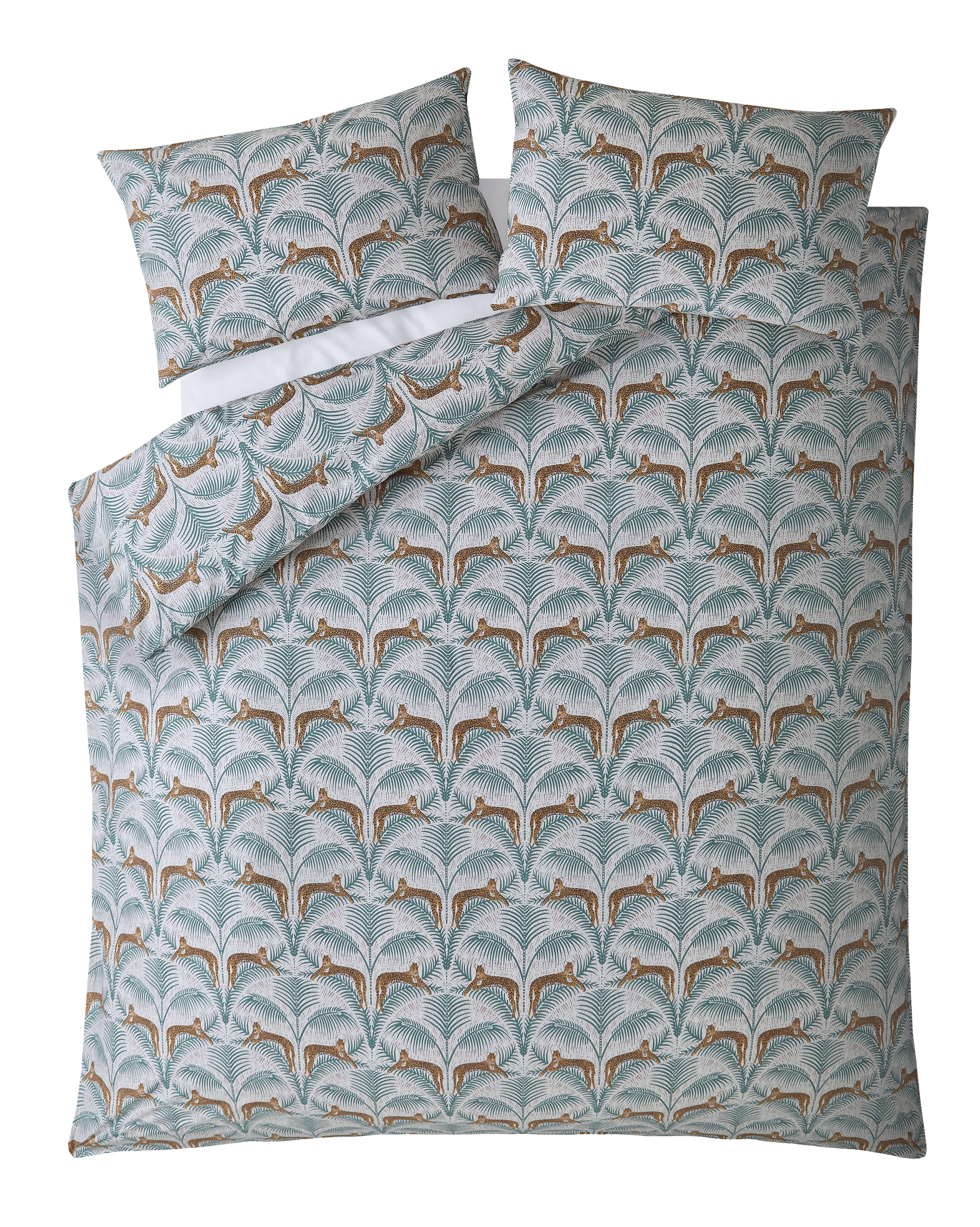 Fat Face LOUNGING LEOPARDS FERN GREEN Fat Face Lounging Leopards Pillowcase