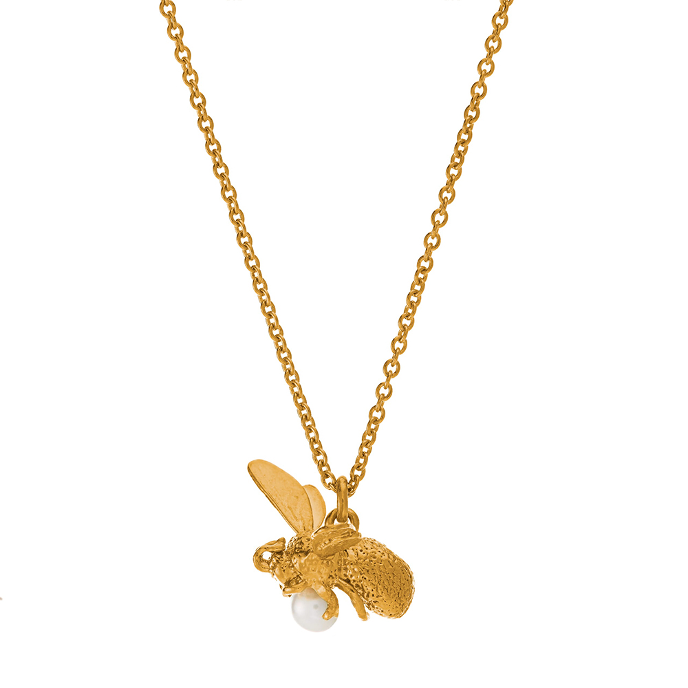 FLYING BEE PEARL NECKLACE GOLD