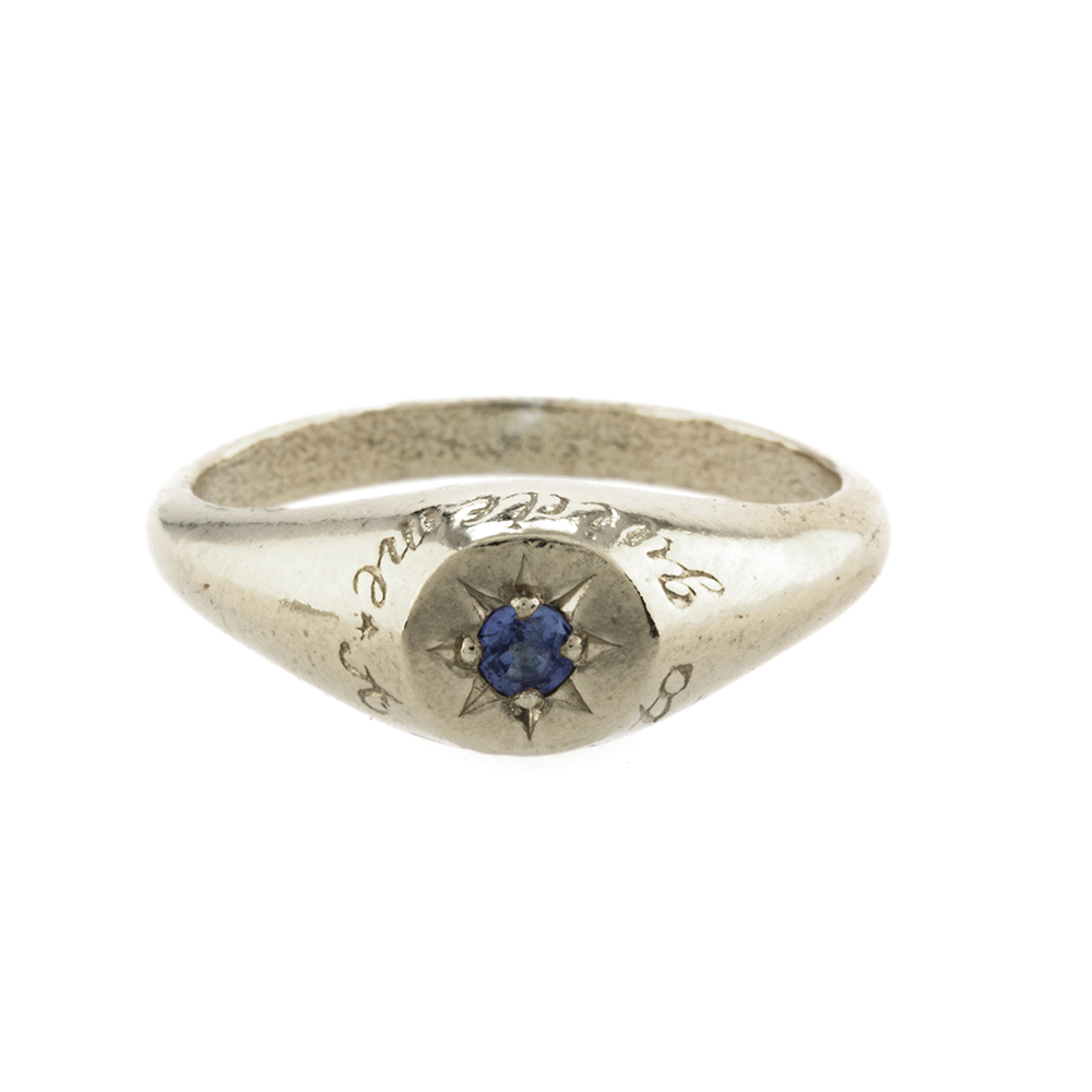 BLUE SAPHIRE SIGNET RING SILVER 