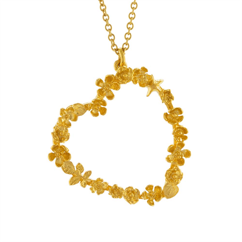 FLORAL HEART 20" CHAIN GOLD NECKLACE