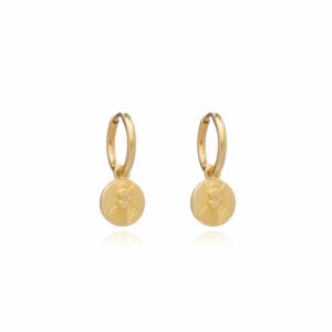 Rachel Jackson Luminary Art Coin Huggie Earrings - GOLD