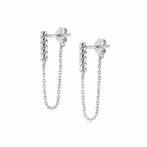 Daisy London Stacked Rope and Chain Drop Earrings SILVER