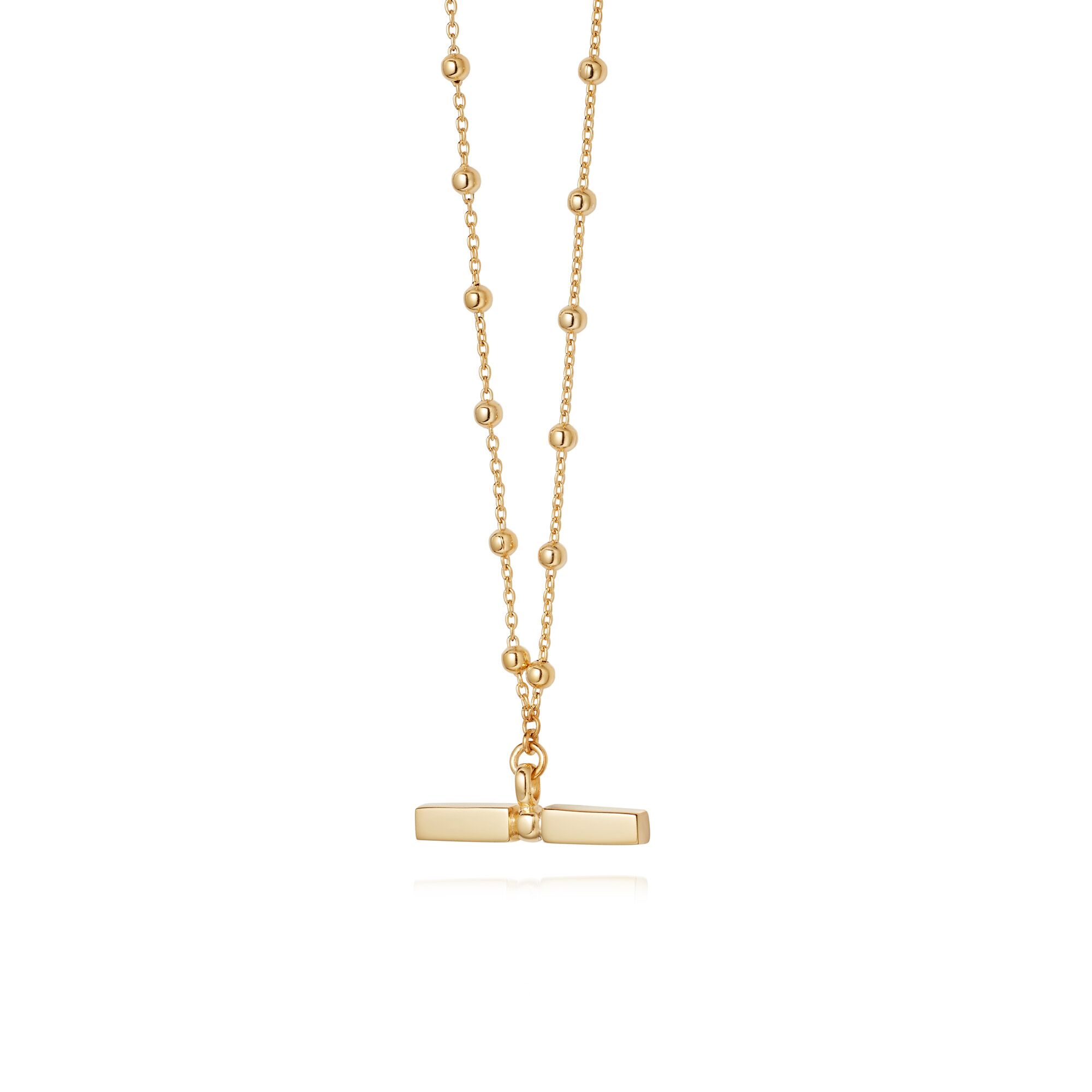 STACKED T-BAR NECKLACE  GOLD