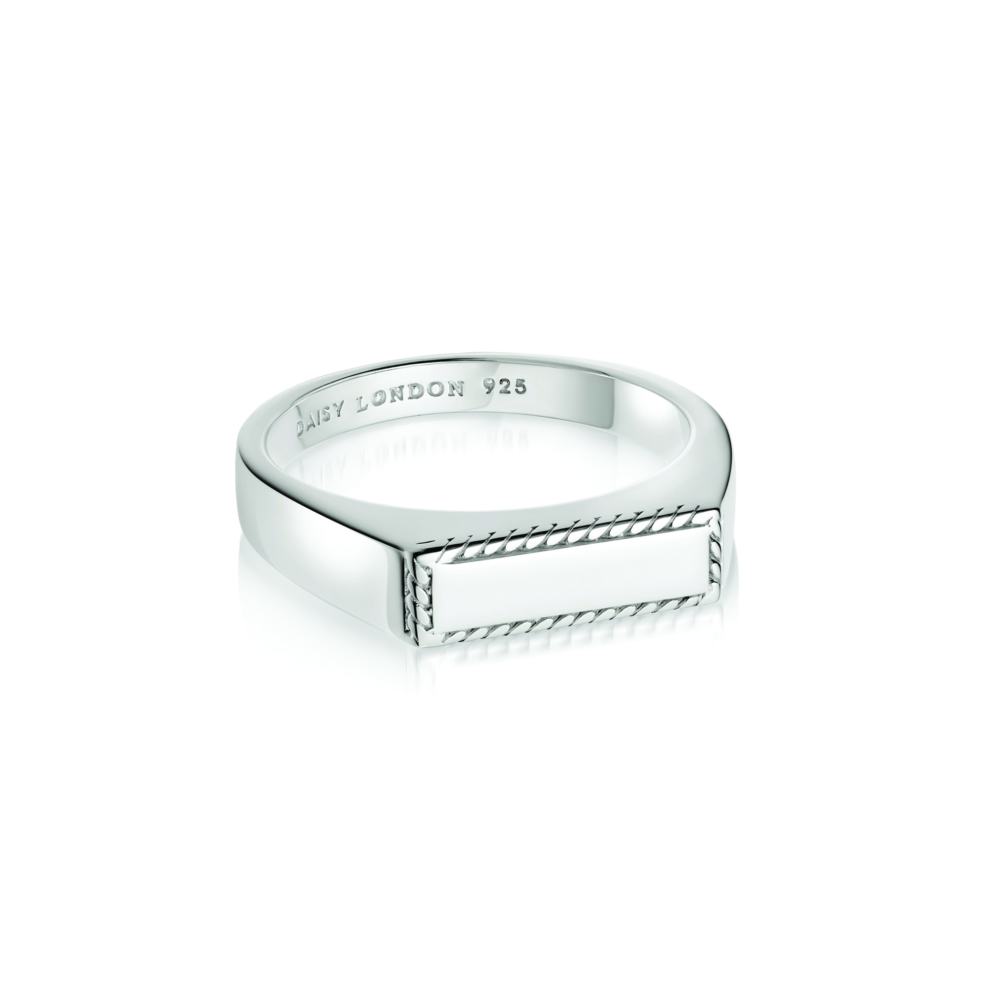 Stacked Rope Signet Ring Sterling Silver L