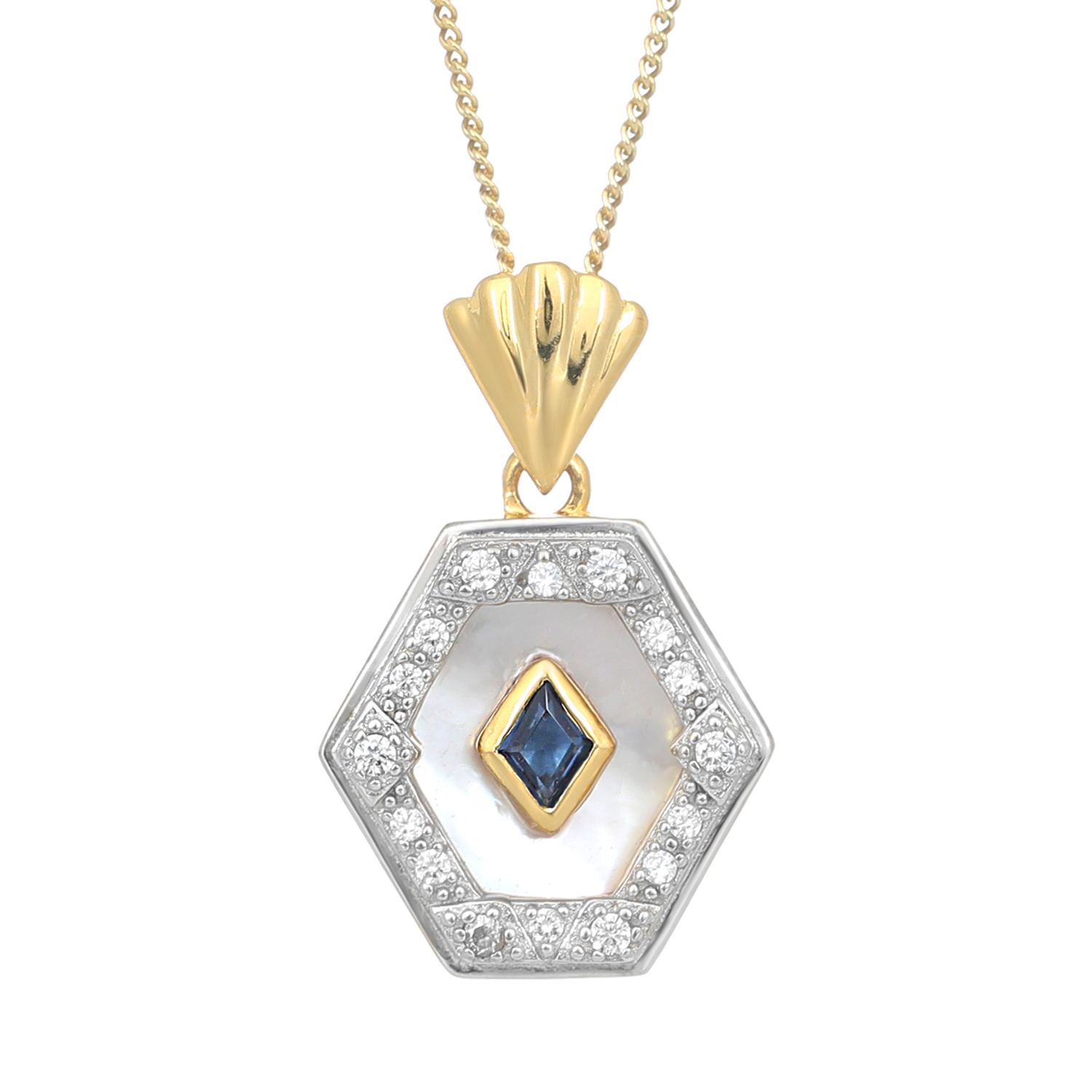 ESME GOLD NECKLACE IN BLUE & PEARL