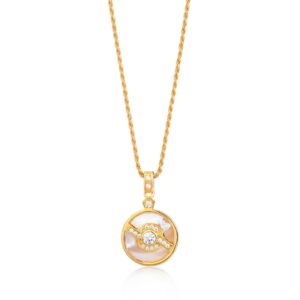 EDIE GOLD NECKLACE IN PEARL WITH ROPE CHAIN