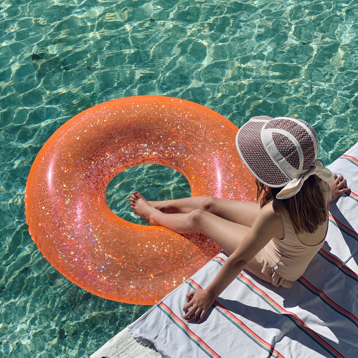 POOL RING - CORAL GLITTER