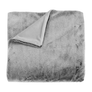 TIPPED FAUX FUR THROW CHARCOAL