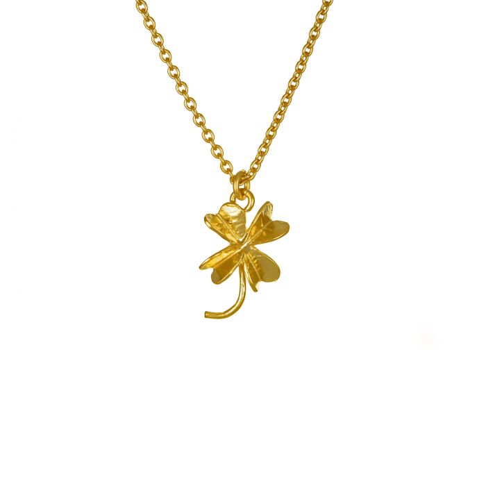 Lucky Silver Or Gold Four Leaf Clover Necklace By Hersey Silversmiths