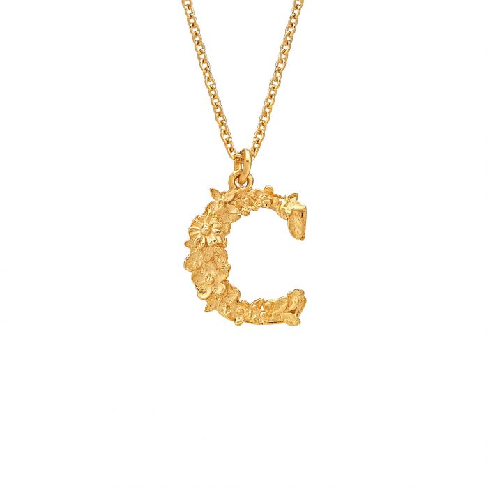 Floral Letter 'C' Necklace- Gold