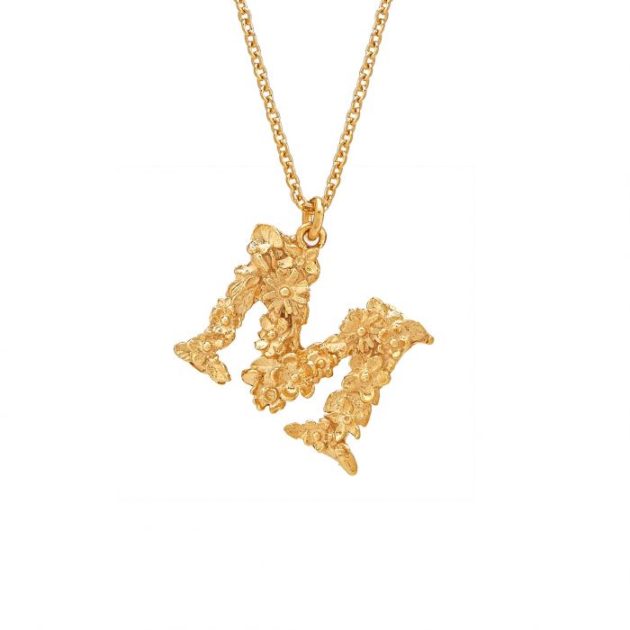 Floral Letter 'M' Necklace- Gold