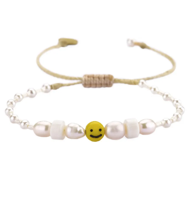 Smiley Bracelet White and Yellow 