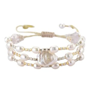 Maya Pearl Layered Bracelet- Gold
