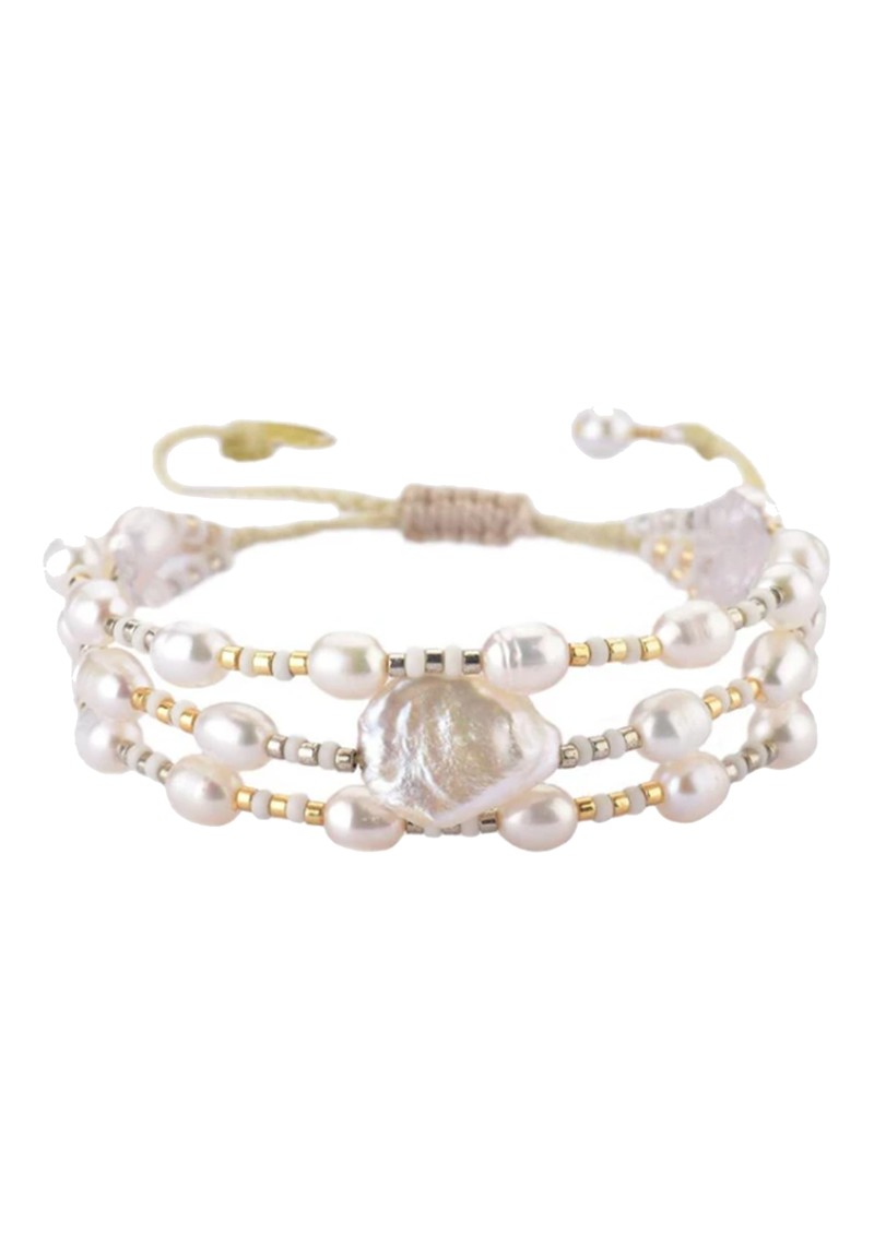Maya Pearl Layered Bracelet- Gold 