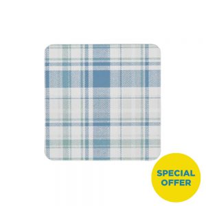 Elements Checks Green & Blue Pack of 6 Coasters