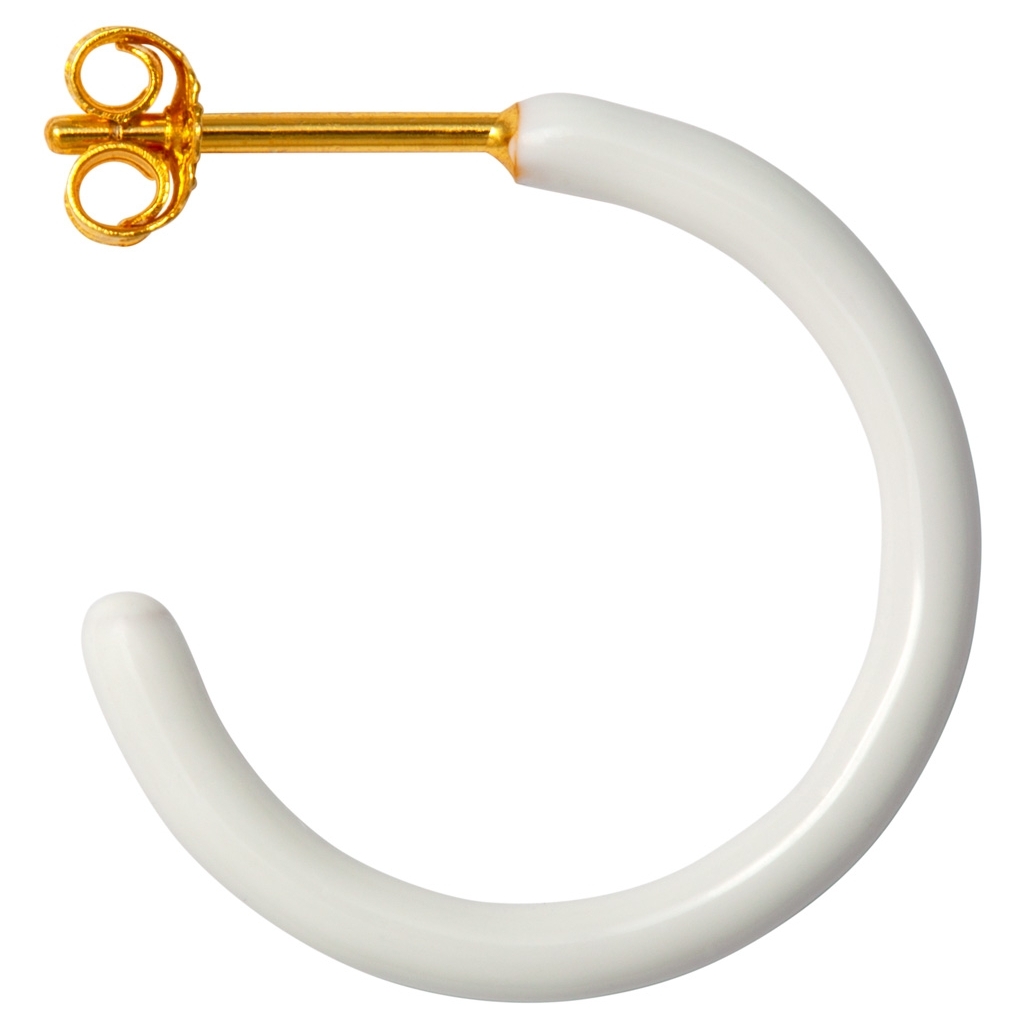 Colour Hoops Medium Pair- Enamel Earring White 