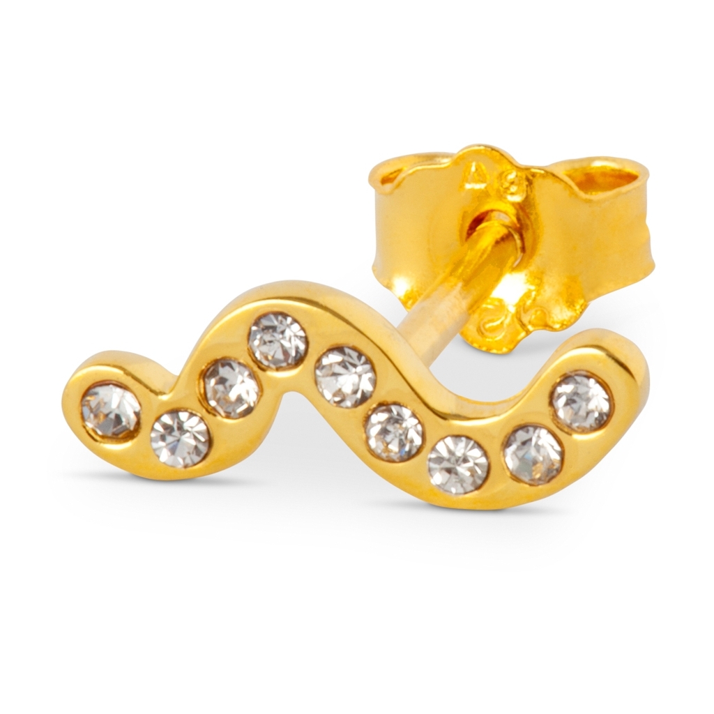 Snaky Earring- Gold Plated White