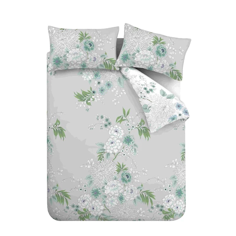 Chinoiserie Floral Double Duvet Set Green
