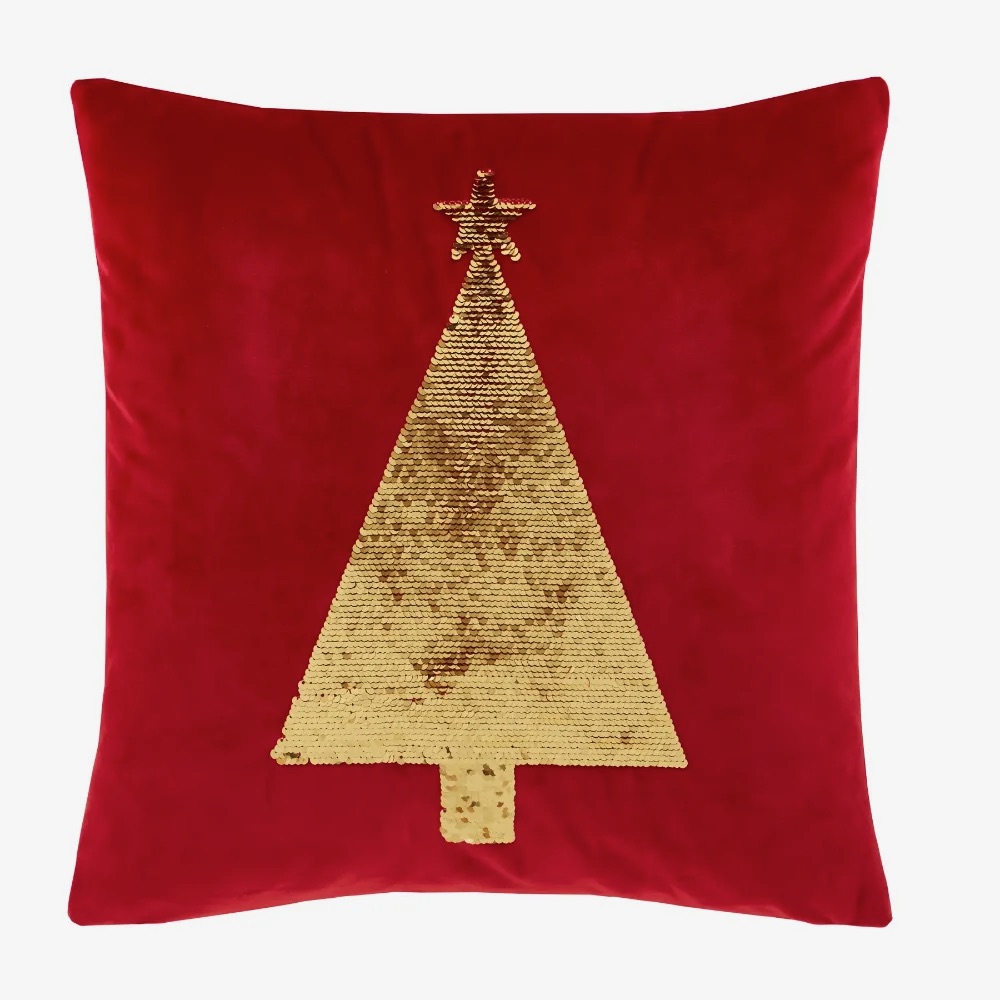 Sequin Tree Red Cushion 43x43cm