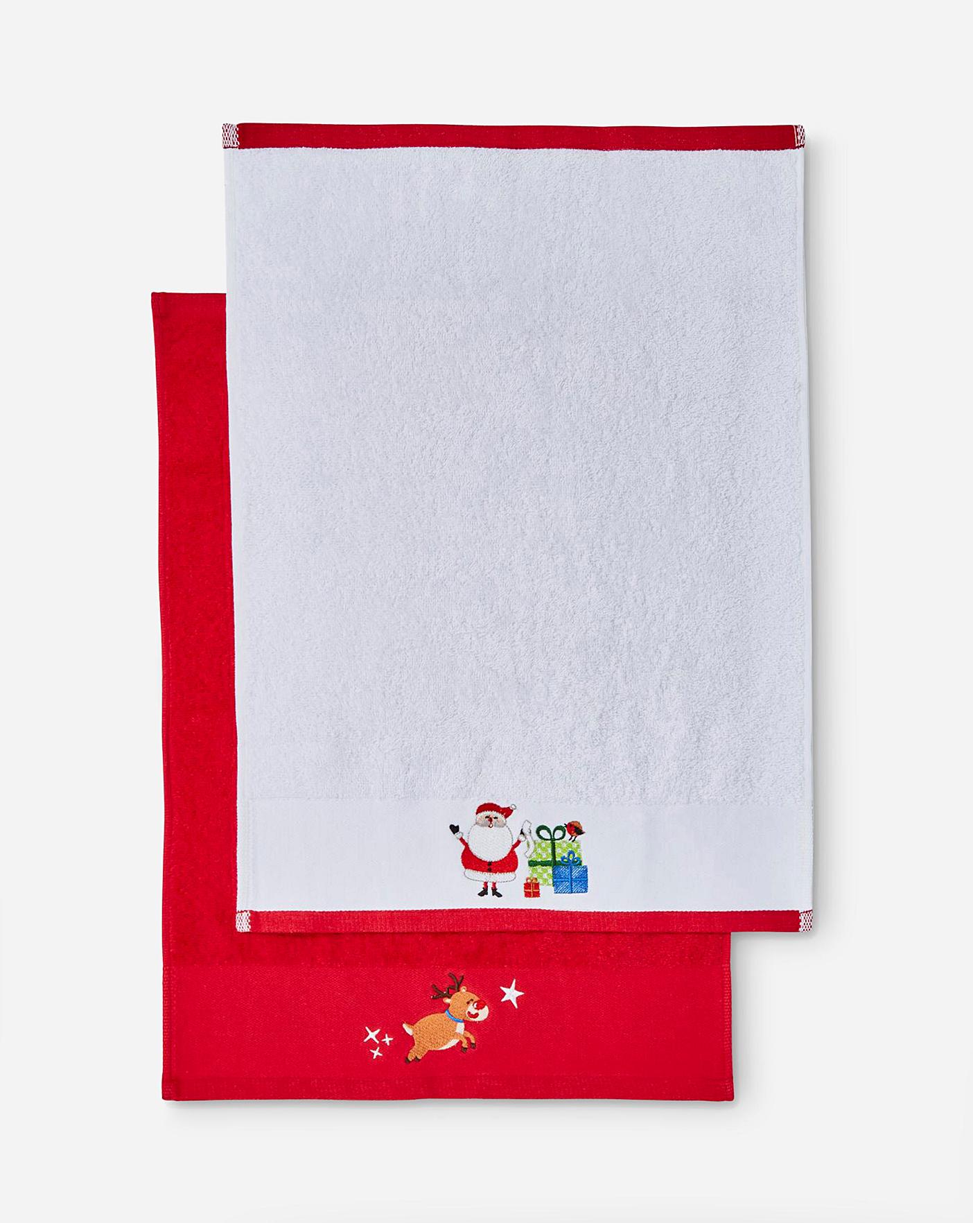 Santa's Reindeers Pairs Guest Towel 
