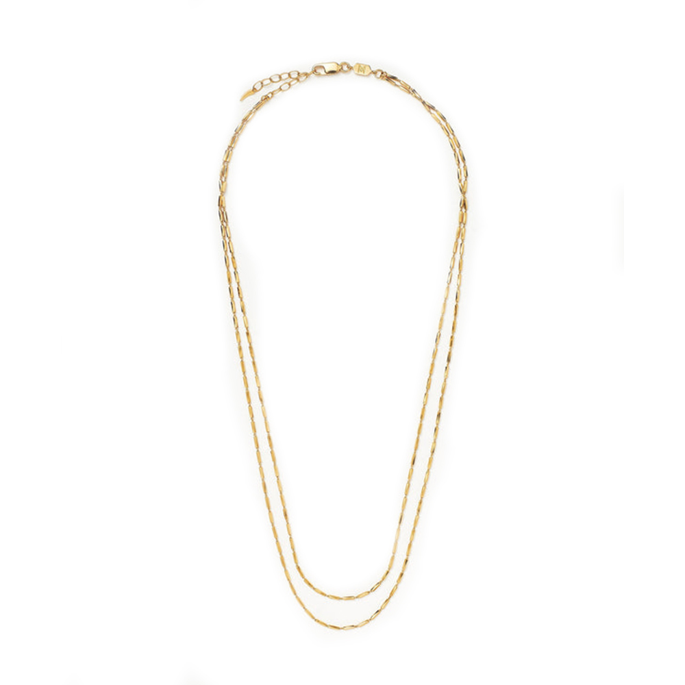 Savi Vintage Link Double Chain Necklace- Gold