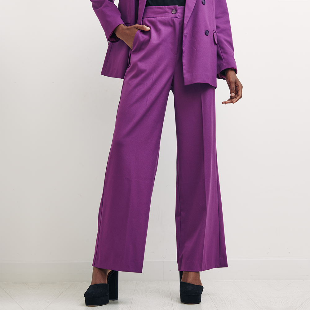 Beth Wide Leg Trouser- Purple
