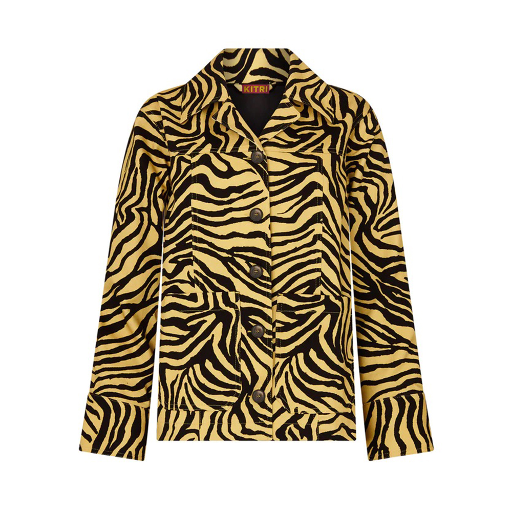 Frankie Zebra Cotton Twill Jacket- Yellow
