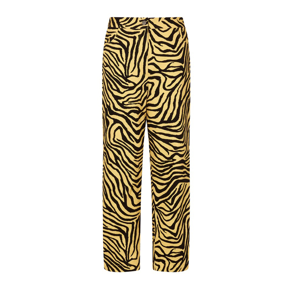 Frankie Zebra Cotton Twill Trousers- Yellow