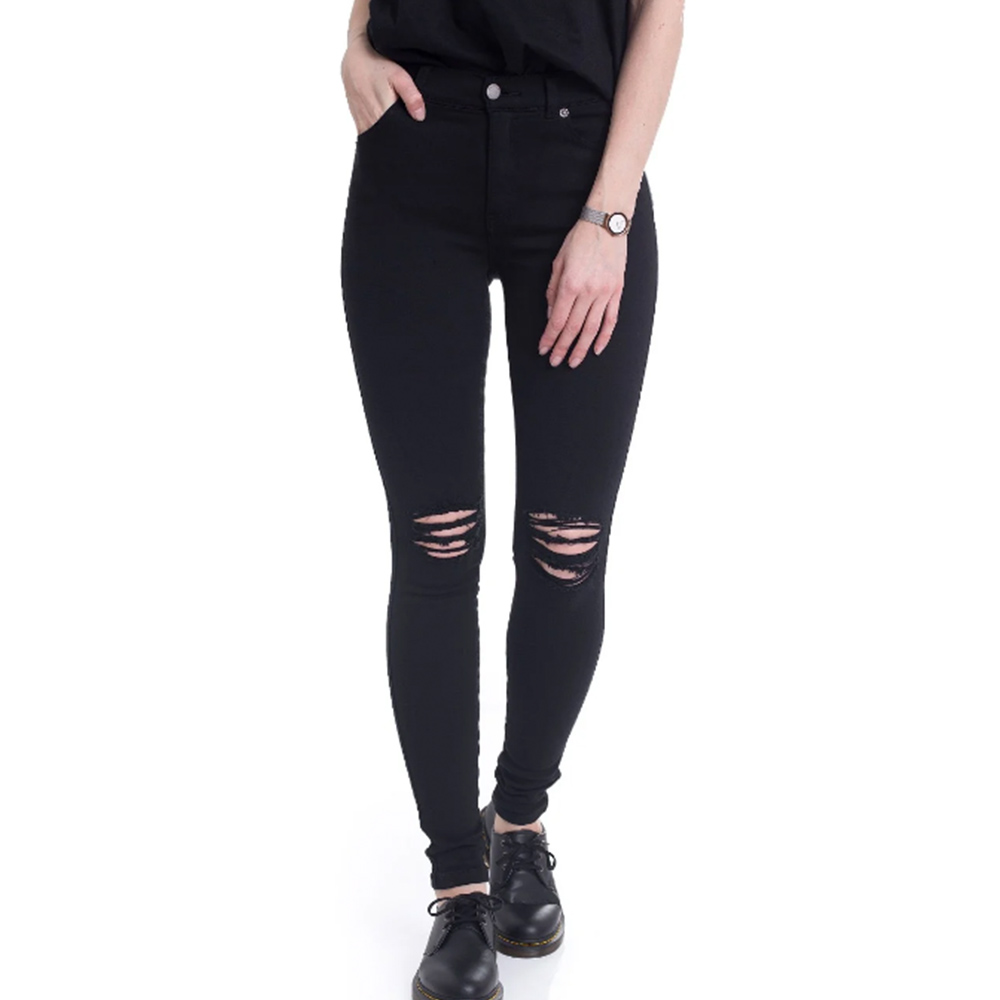 Dr. Denim Lexy High Rise Straight Ripped Black Jeans