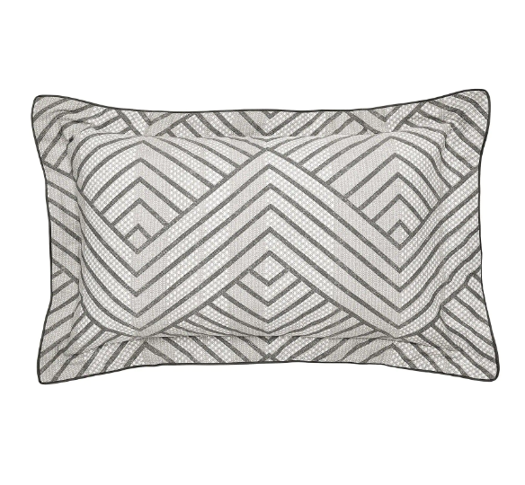 Bedeck of Belfast Kayah Grey Embroidered Pillowcase Standard 