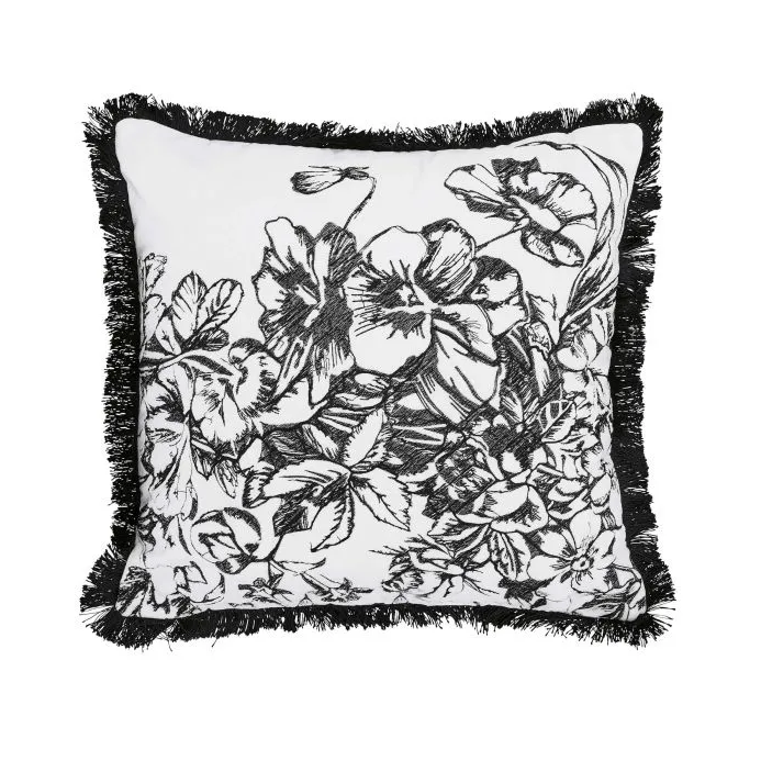 Ted Baker Linens Elegance Floral Border 45x45cm Cushion- Black