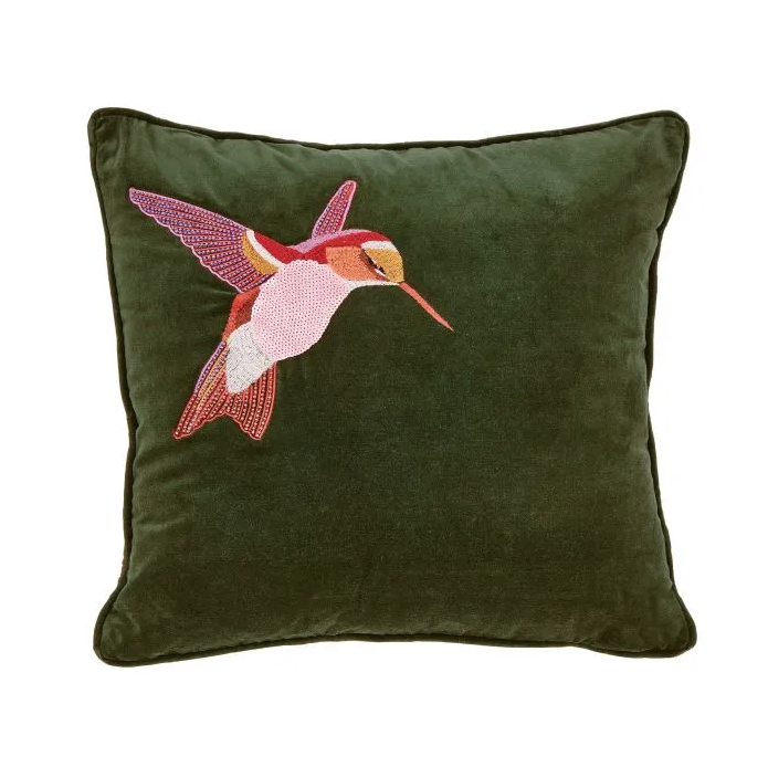 Ted Baker Linens Retro Hummingbird 45x45cm Cushion- Green 