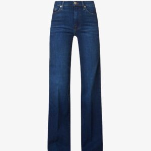 7 FOR ALL MAN KIND Modern Dojo flared high-rise stretch-denim jeans Dark Blue