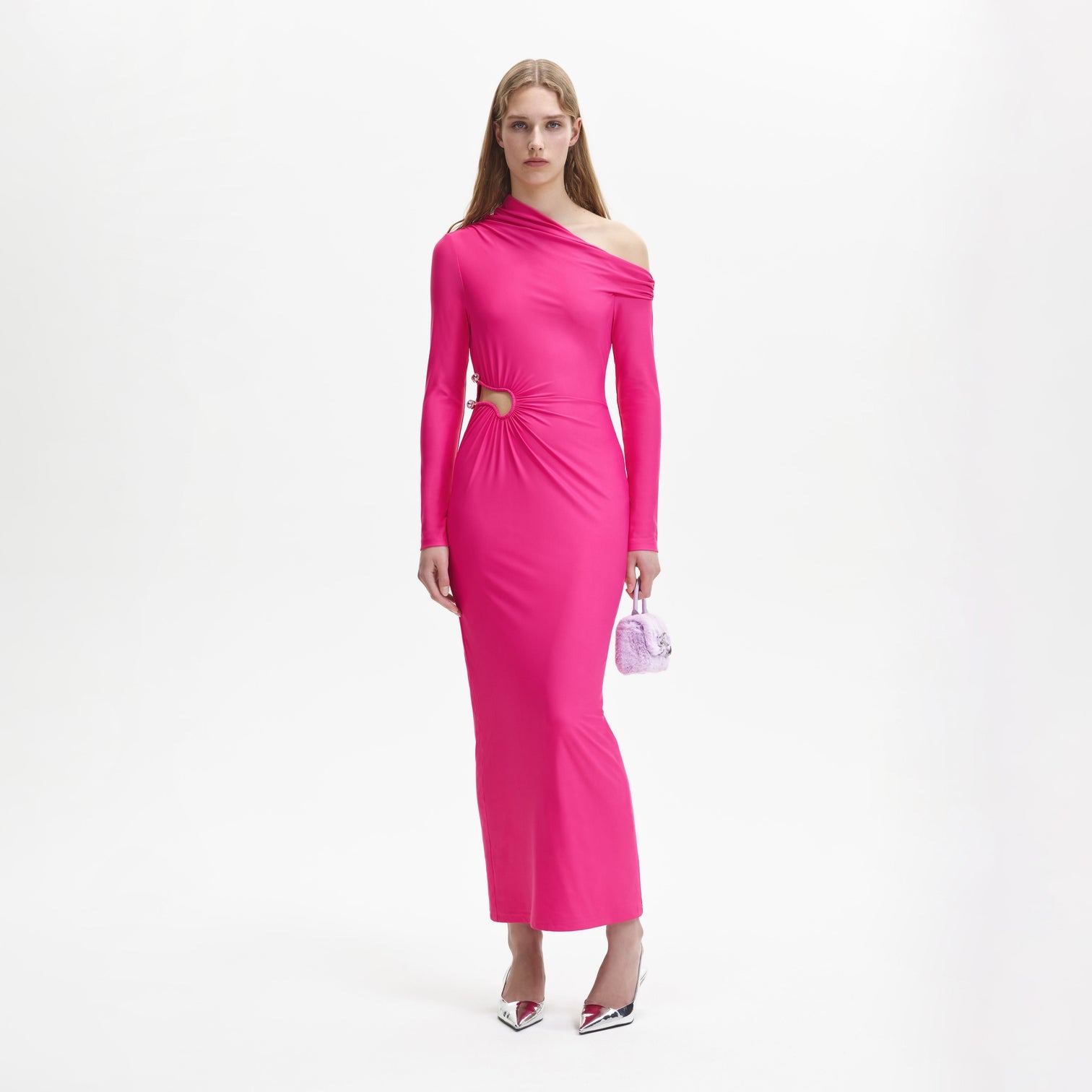 SELF PORTRAIT Pink Jersey Cut Out Maxi Dress
